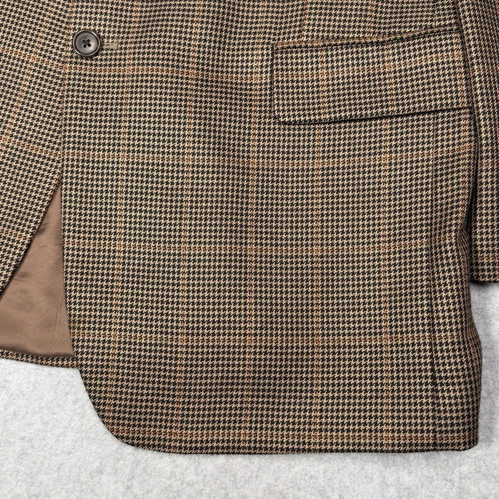 Jos A Bank Signature Sport Coat Mens 44 R Houndstooth Windowpane Silk Camel Hair